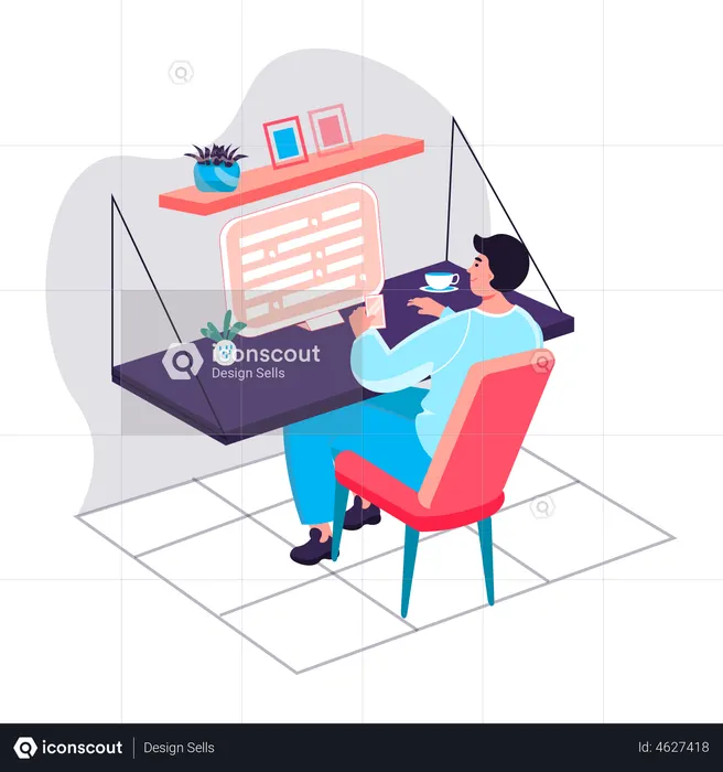 Developer writes and testing program code at computer  Illustration