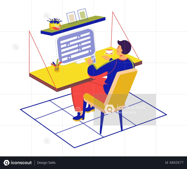 Developer writes and testing program code at computer  Illustration