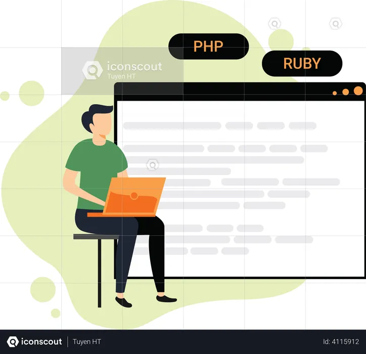Developer Writing Code for Website  Illustration