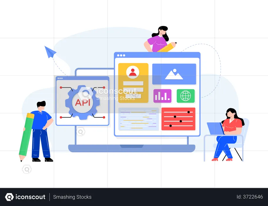 Developers designing app Interface  Illustration