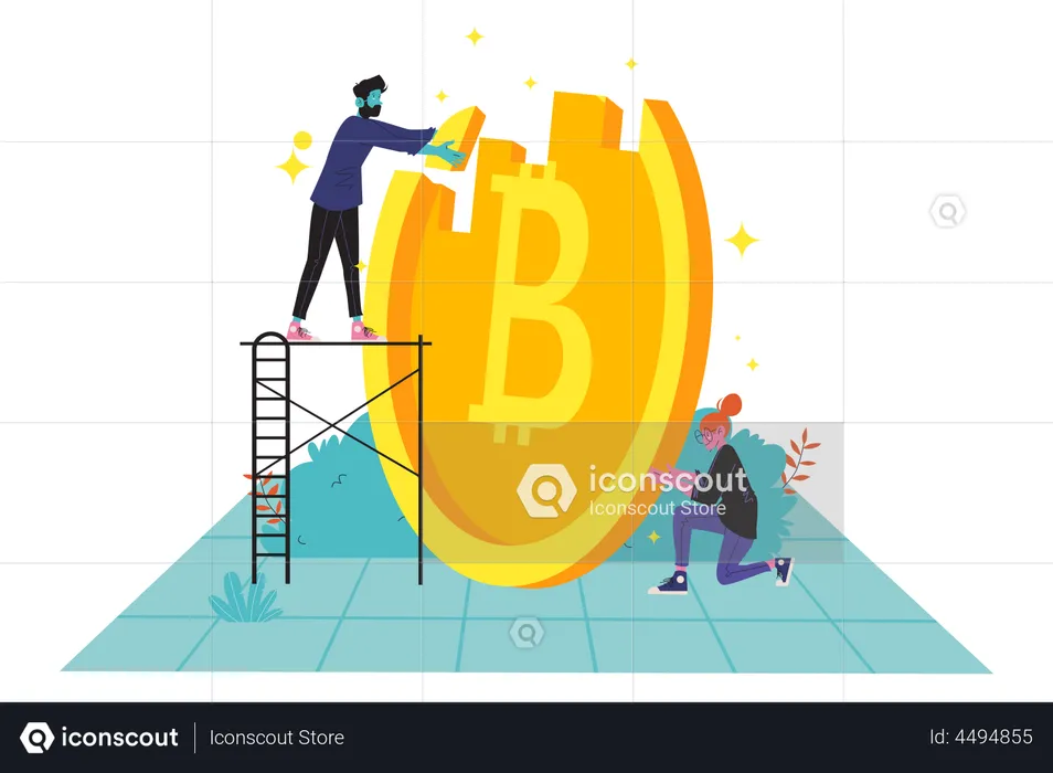 Developers developing bitcoin  Illustration