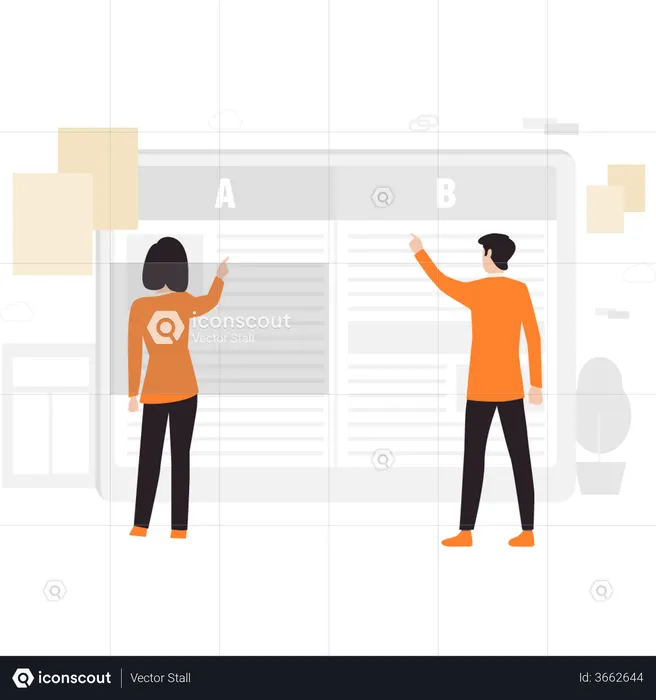 Developers doing AB testing  Illustration