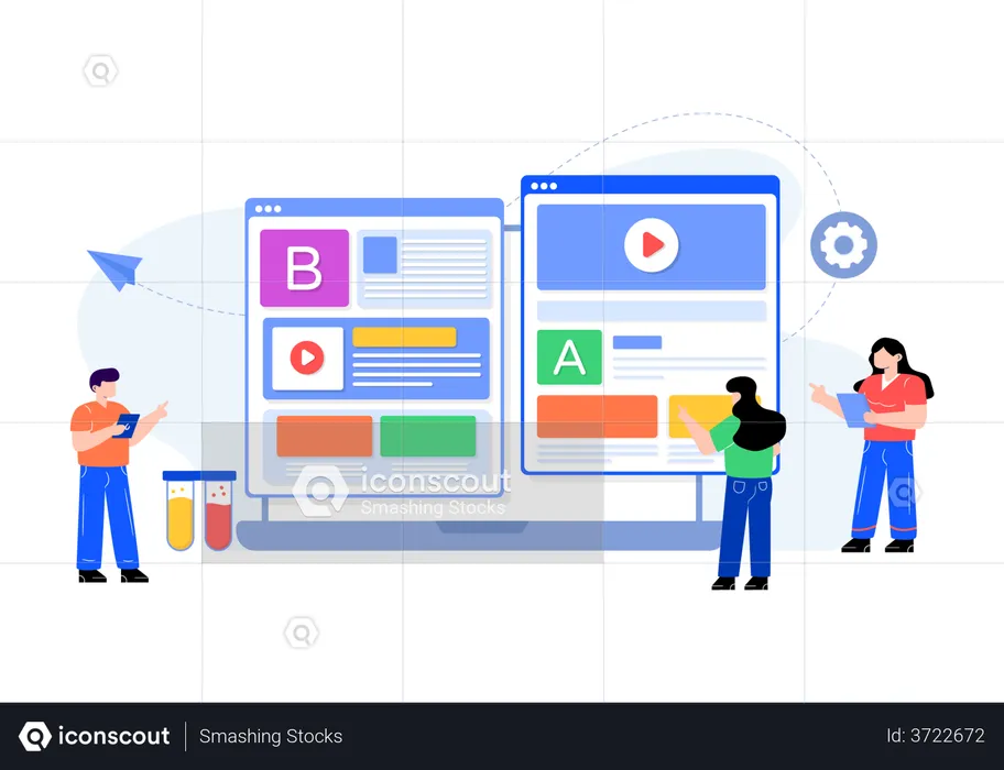 Developers doing AB testing  Illustration