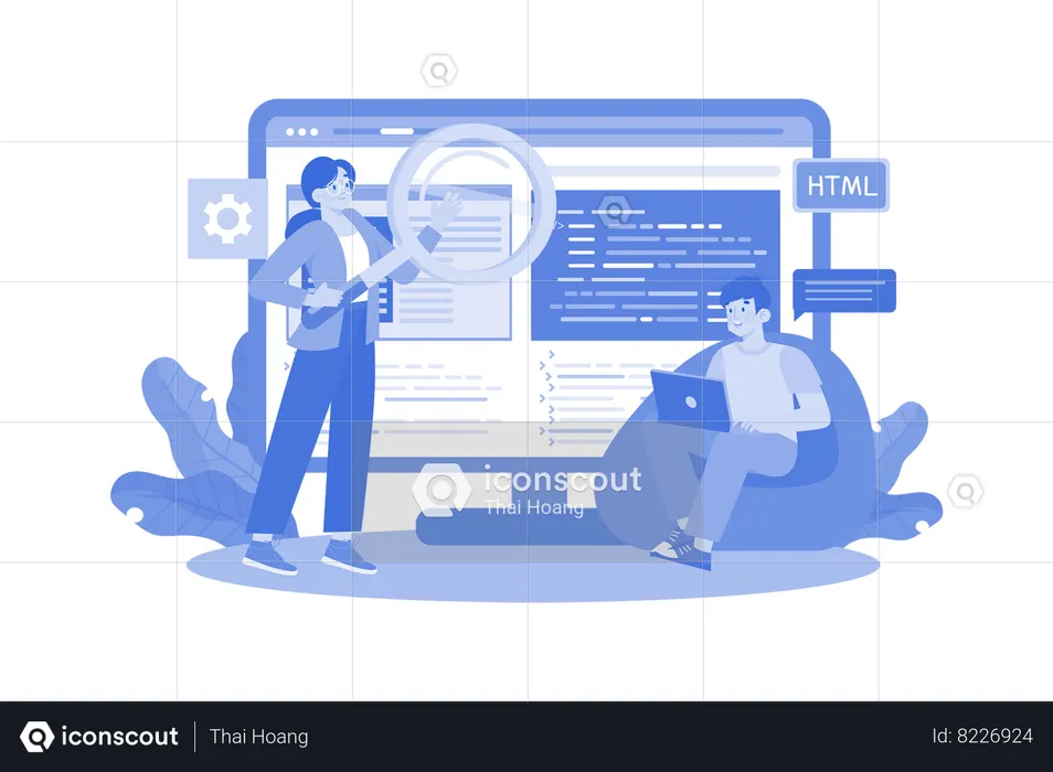 Developers troubleshooting issues with a crashed website  Illustration