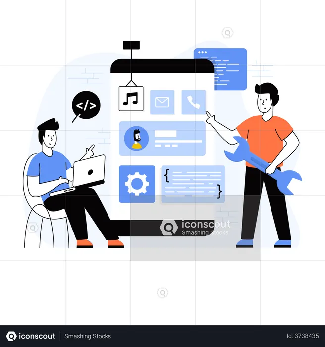 Developers working on app development  Illustration