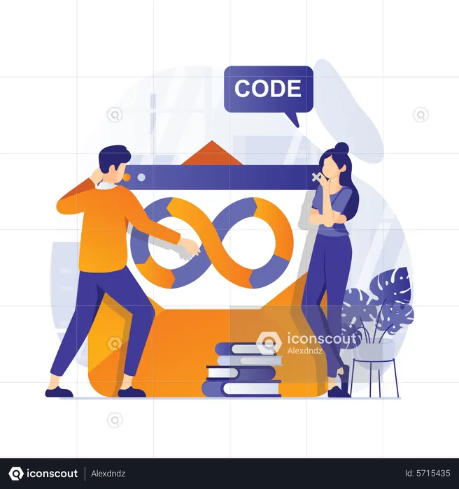 Developers working on DevOps  Illustration