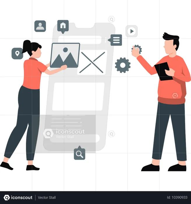 Developers working on software development  Illustration