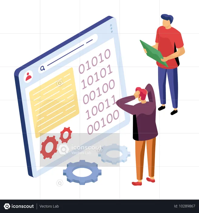Developers working on text encryption  Illustration