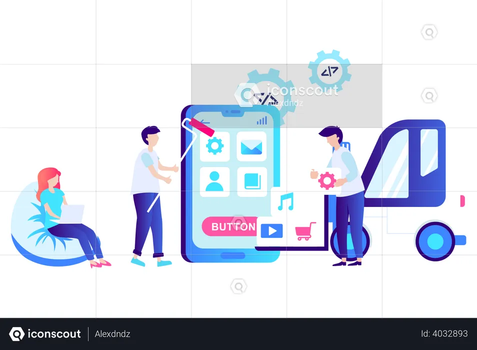 Developing Mobile App  Illustration