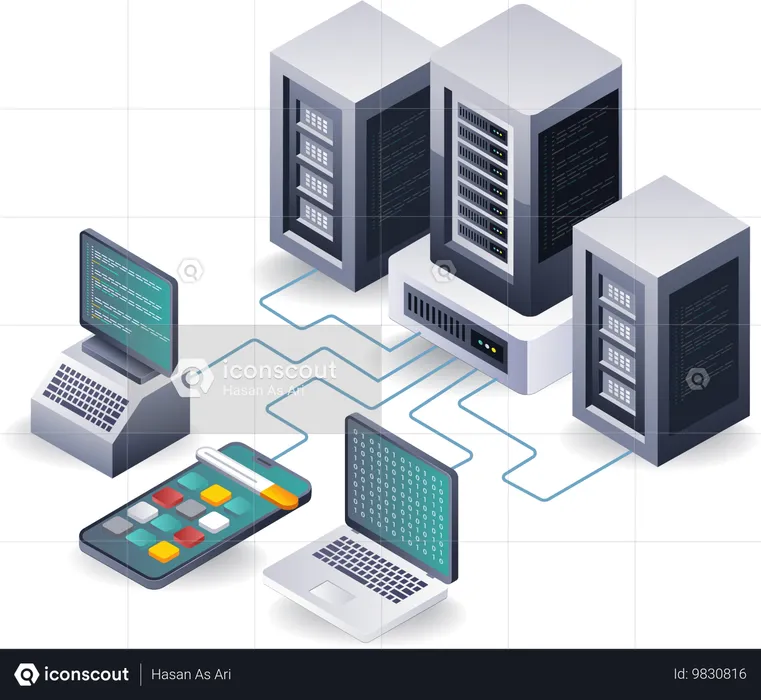 コンピュータネットワークにおけるサーバーアプリケーションの開発  イラスト