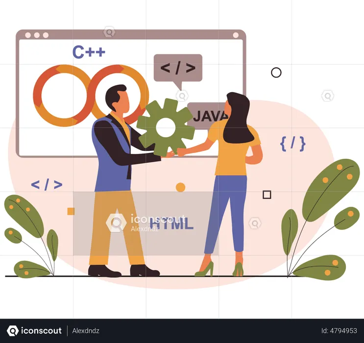 Developing team working together  Illustration