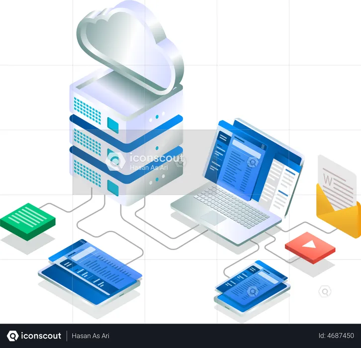 Development cloud server technology  Illustration
