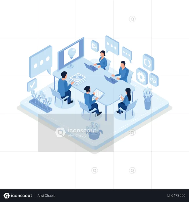 Development people working together in software company  Illustration