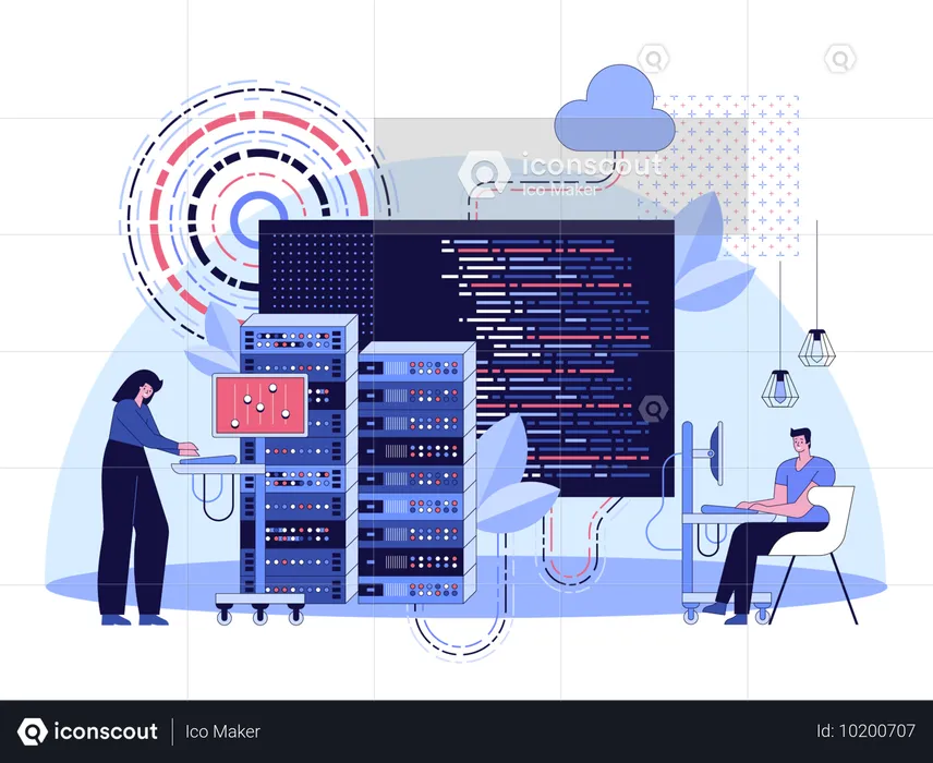 Development team building web application  Illustration