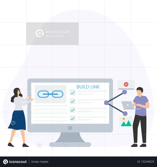 Development team doing link building  Illustration