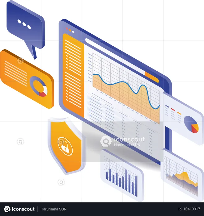 Écran de gestion des données d'analyse du développement commercial  Illustration