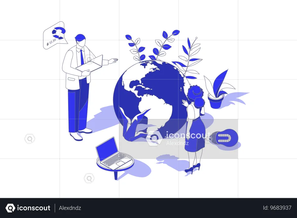 Personnes développant des affaires mondiales  Illustration