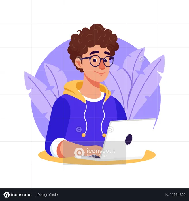 Développeur effectuant de la programmation sur un ordinateur portable  Illustration