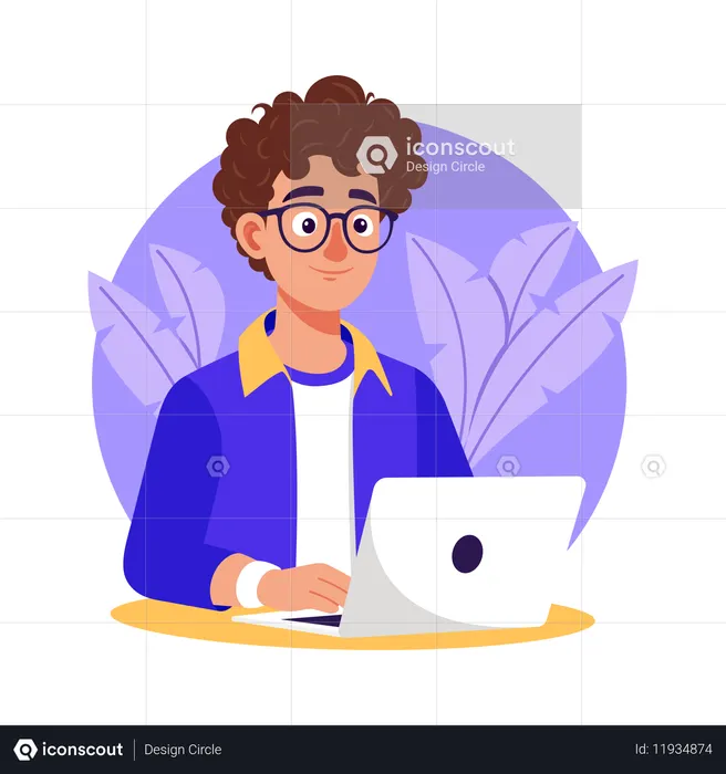 Développeur utilisant un ordinateur portable  Illustration