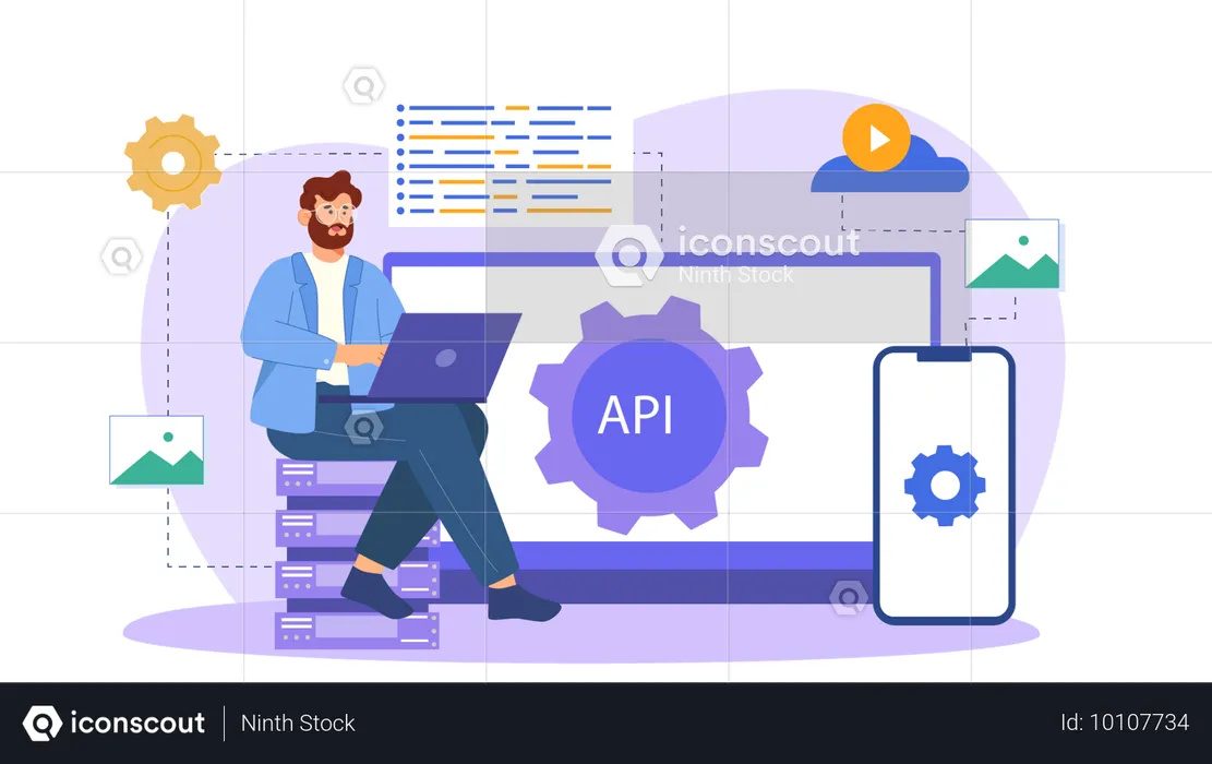 Le développeur vérifie les paramètres de l'API  Illustration