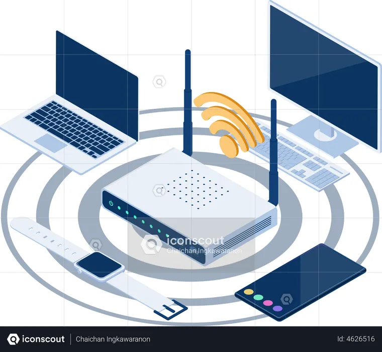 Devices connected over WIFI  Illustration