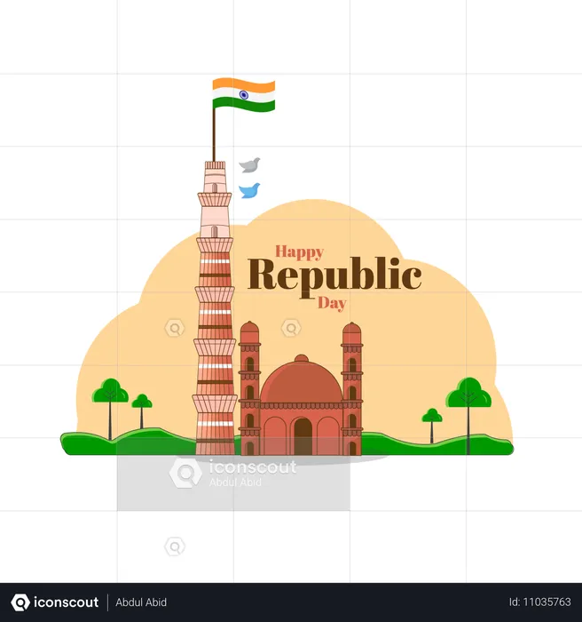 Dia da República em Qutub Minar  Ilustração