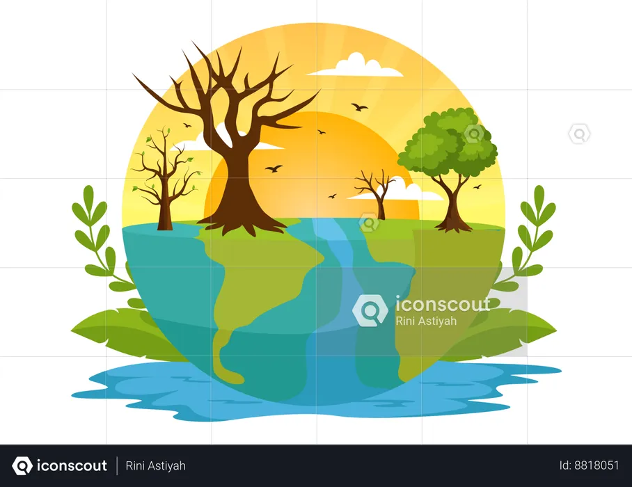 Dia de conscientização sobre restauração de terras  Ilustração