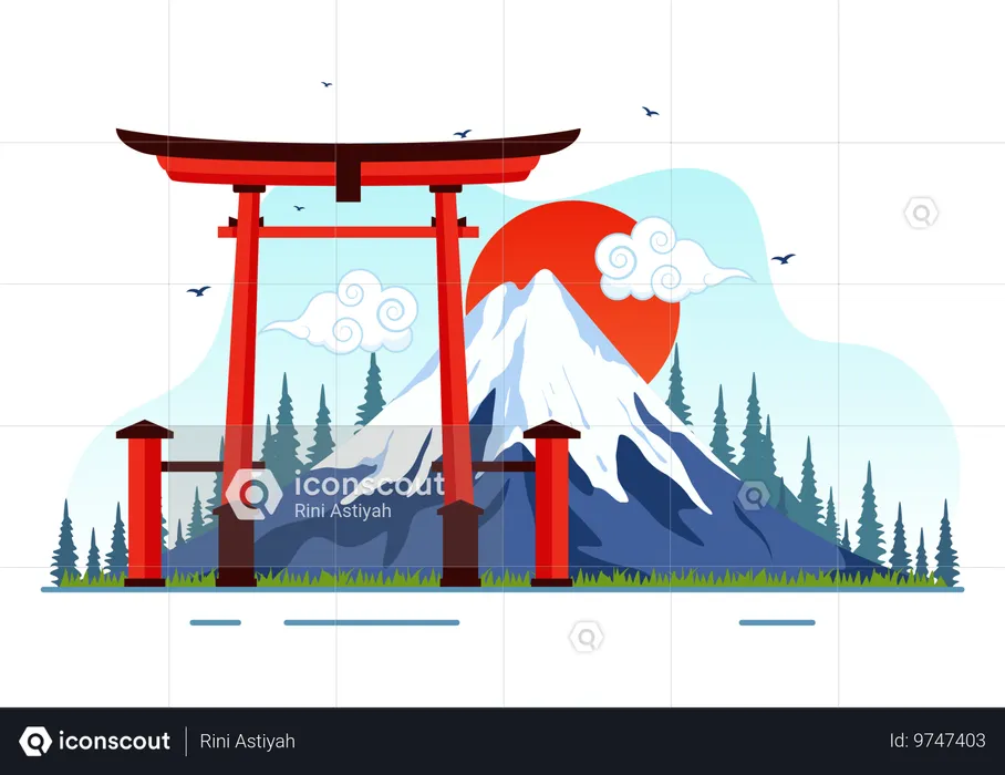 Día de montaña en Japón  Ilustración