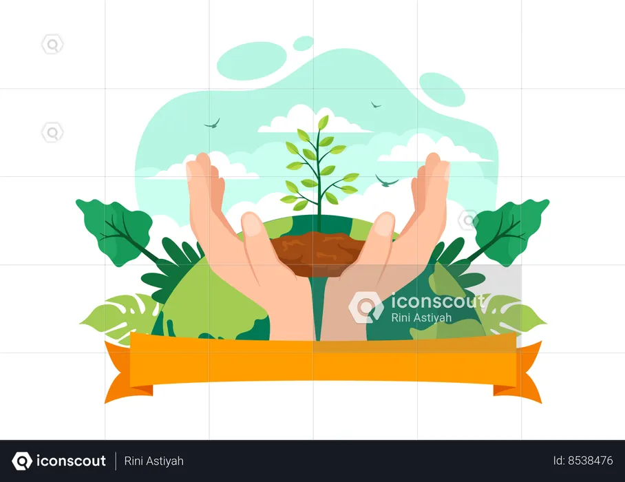 Dia de plantacion de arboles  Ilustración