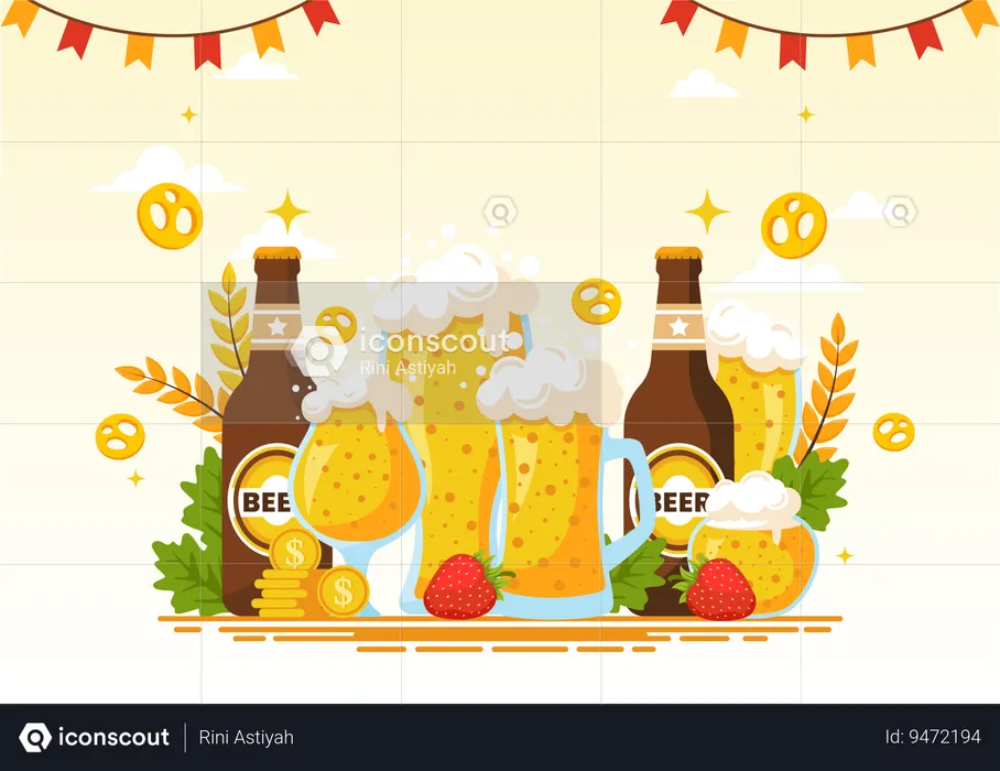 Dia internacional da cerveja  Ilustração