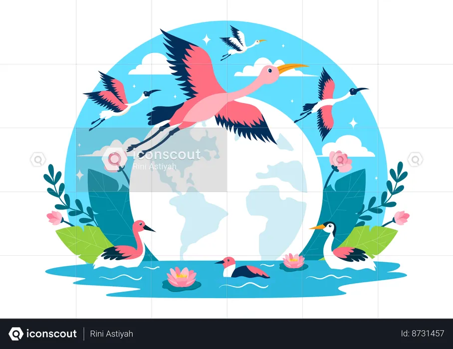 Dia mundial das aves migratórias  Ilustração