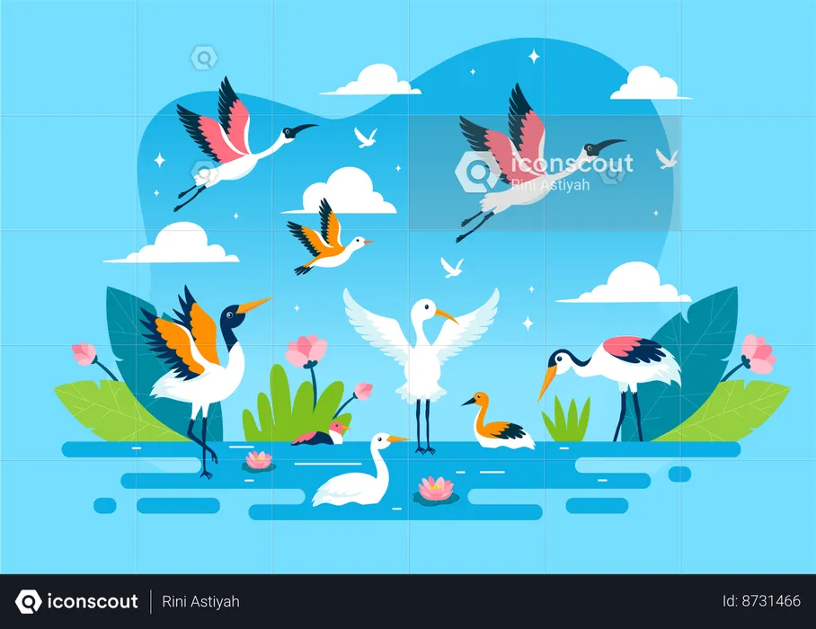 Día mundial de las aves migratorias  Ilustración