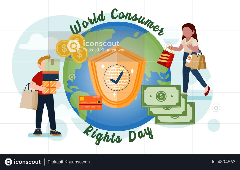 Día Mundial de los Derechos del Consumidor  Ilustración