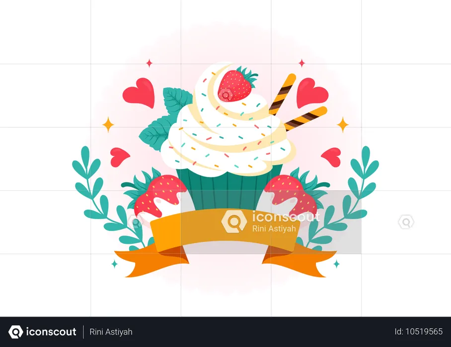 Dia Nacional do Cupcake de Baunilha  Ilustração