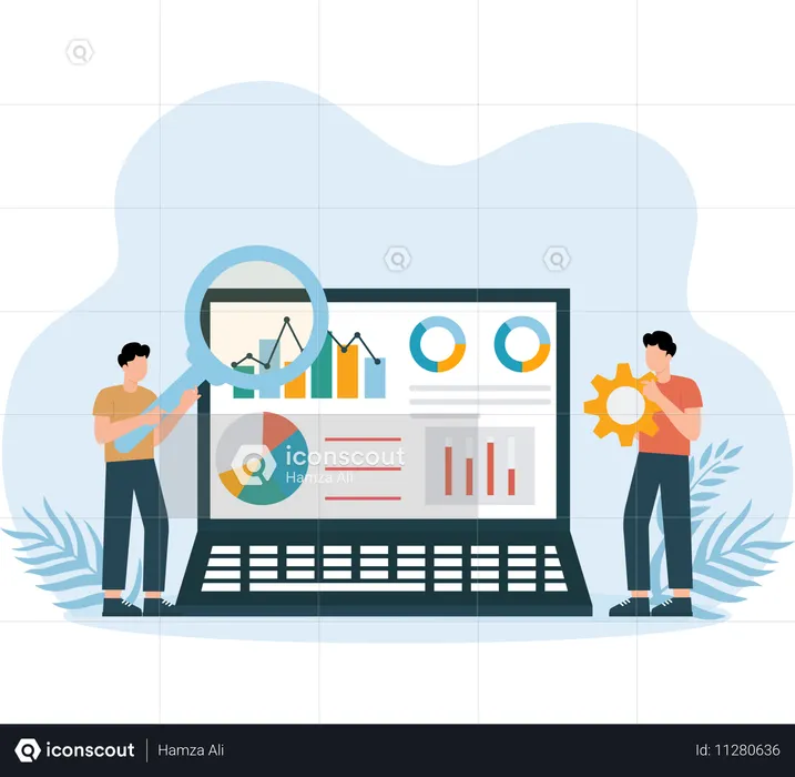 Diagrama de flujo de trabajo web mostrado por un empresario  Ilustración