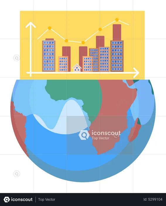 Gráfico ascendente do diagrama estatístico dos edifícios da cidade  Ilustração