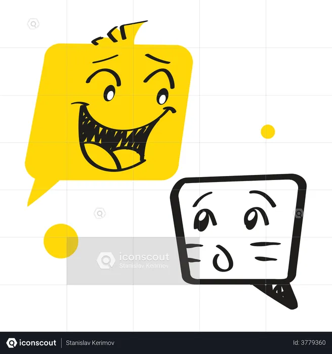 Dialogue box with face expression  Illustration