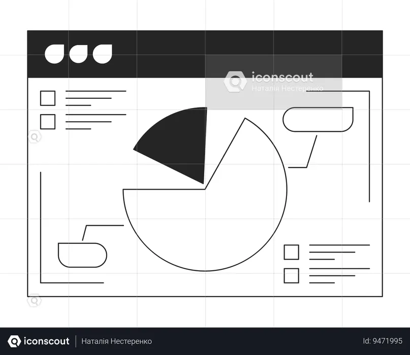 Diapositiva de presentación en línea con gráfico circular.  Ilustración