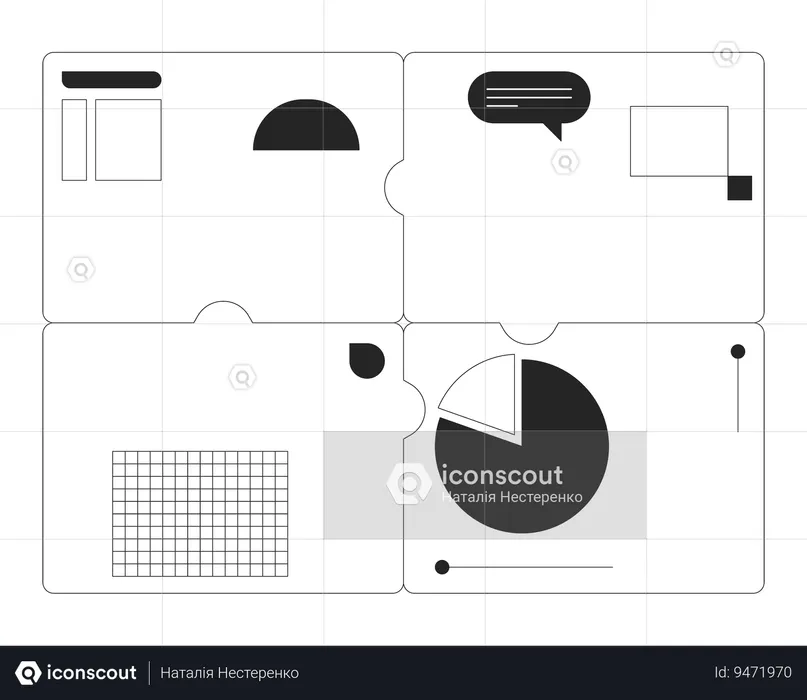 Diapositivas de presentación de 4 piezas de rompecabezas.  Ilustración