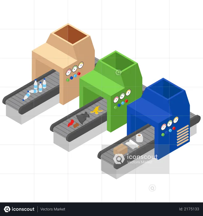 Different Garbage Recycling Machine  Illustration