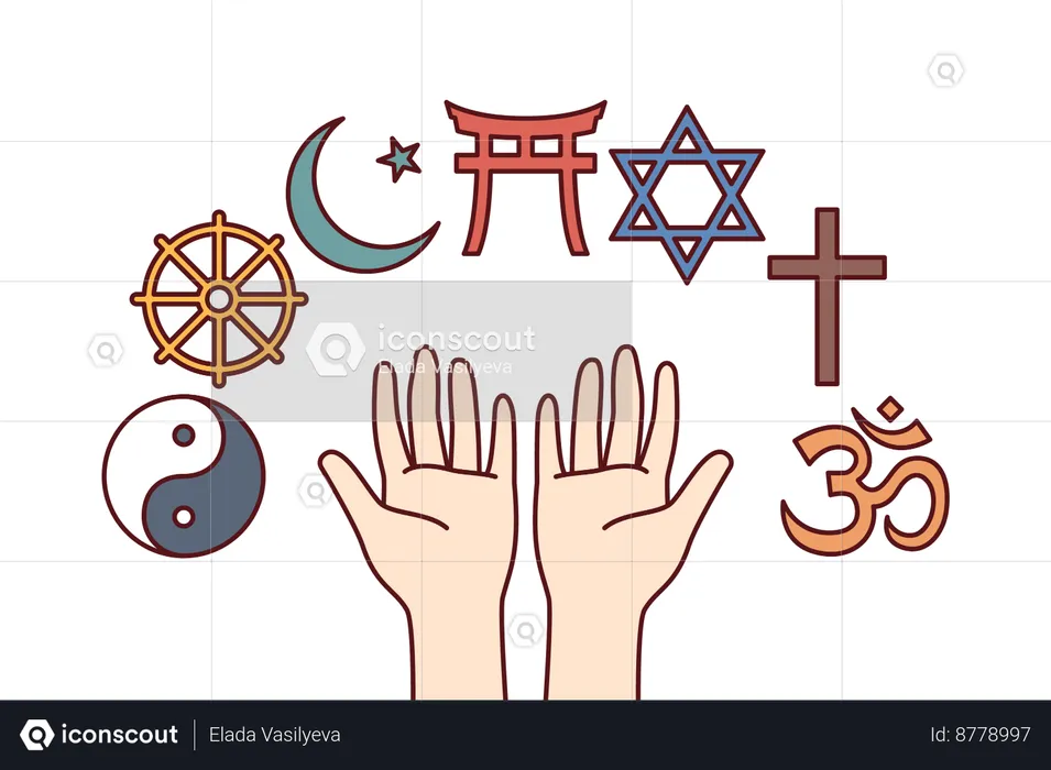 Different religion symbols  Illustration