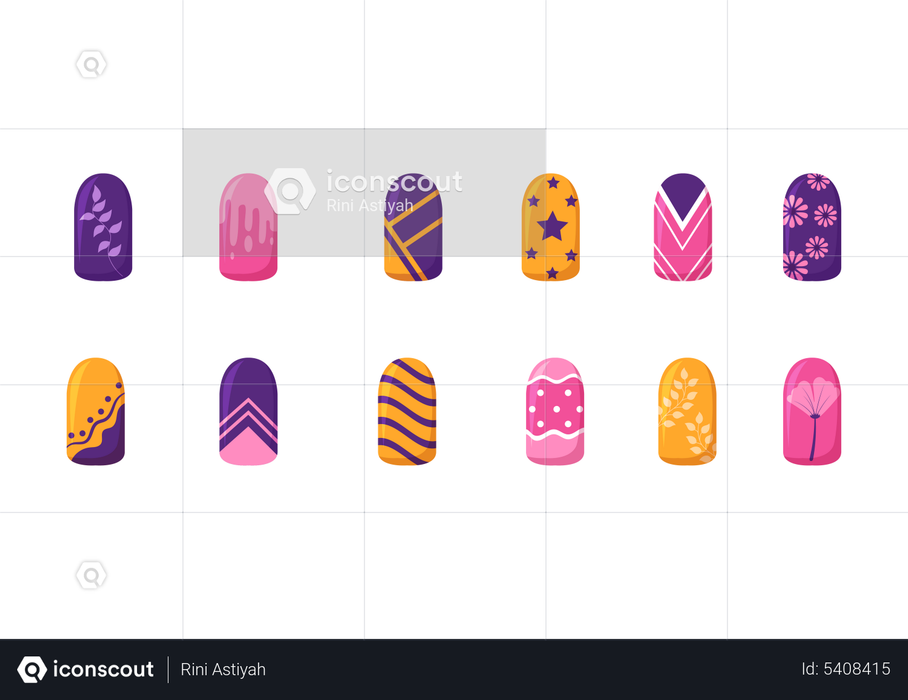 Best Premium Different types of nail arts Illustration download in PNG