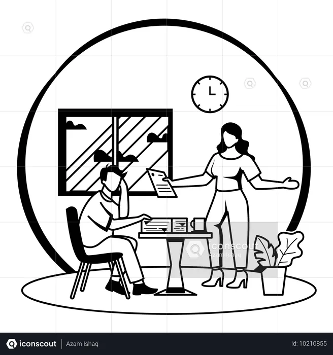 Difficult manager criticizes employees for not being productive  Illustration
