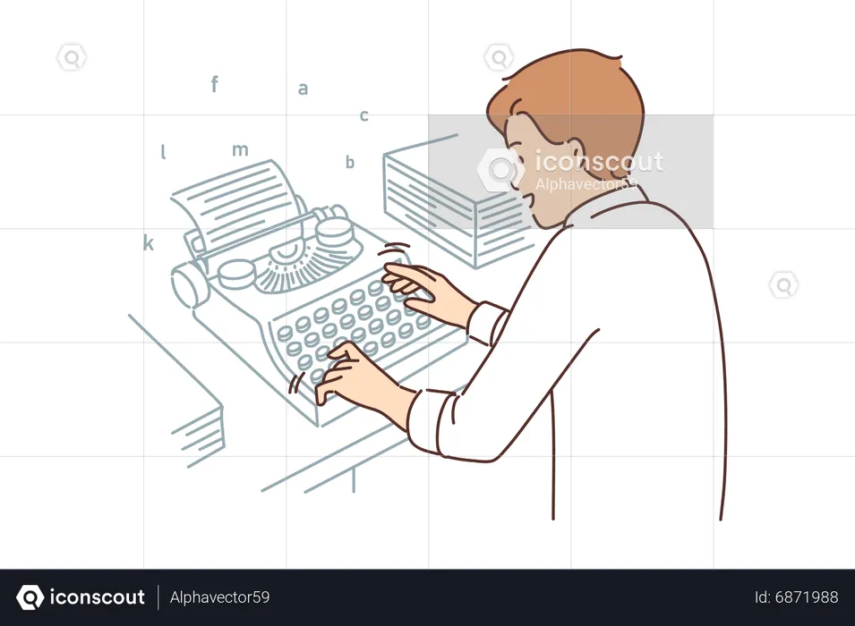 Digitação de escritor masculino  Ilustração