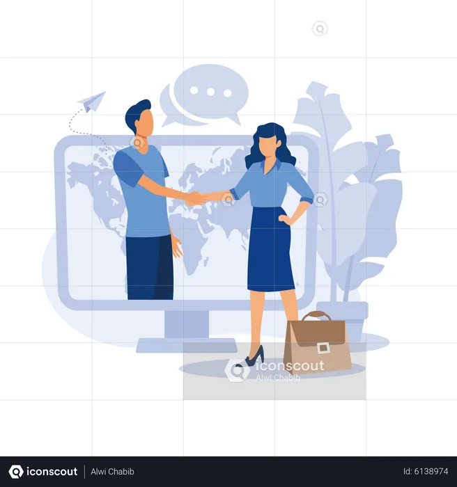 Digital business partnership  Illustration