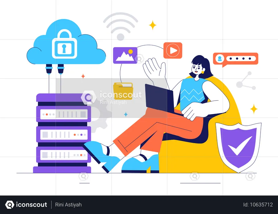 Digital Cloud Security  Illustration