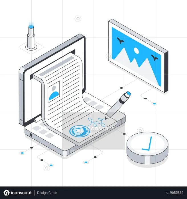 Digital Contract sign  Illustration