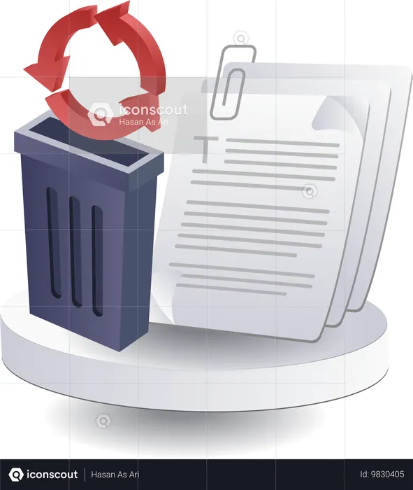 Digital Data Recycling Bin  Illustration