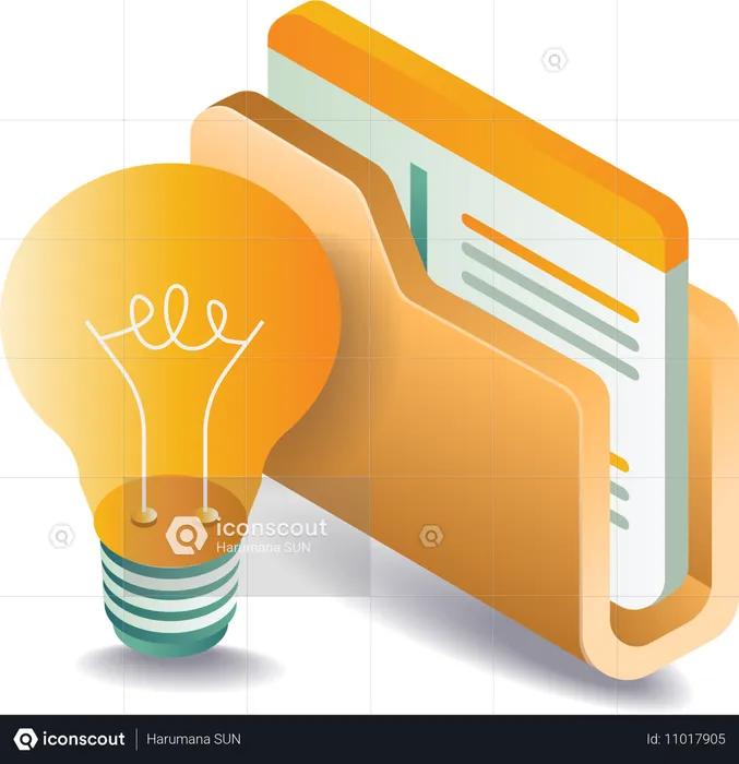 Digital data with folder and creative ideas  Illustration