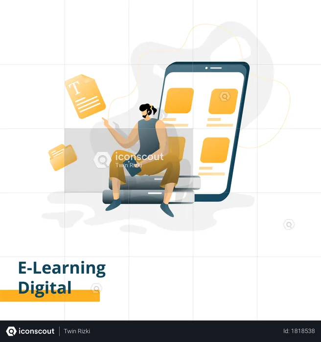 Digital e-Learning landing page  Illustration